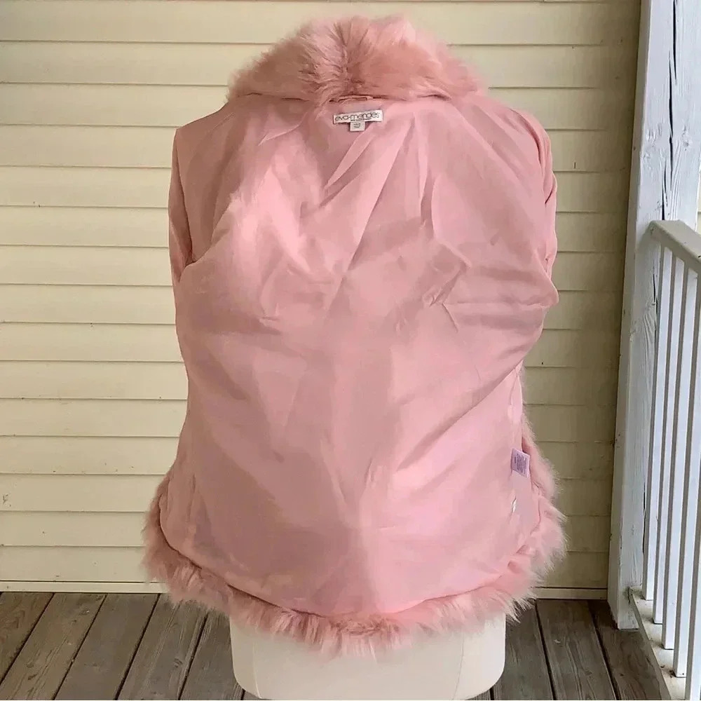 Eva Mendes NY&C Faux Fur Coat Jacket Pink Womens Size XS /S Small Barbiecore Lux - Picture 7 of 10